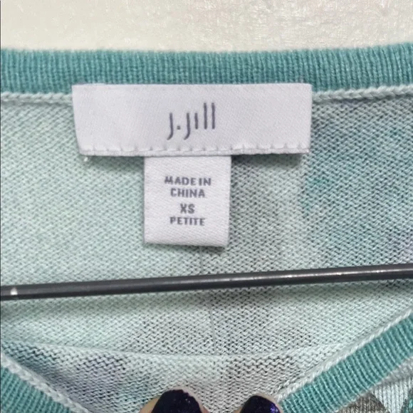 J. Jill Teal and Gray Floral Blouse - Picture 2 of 4